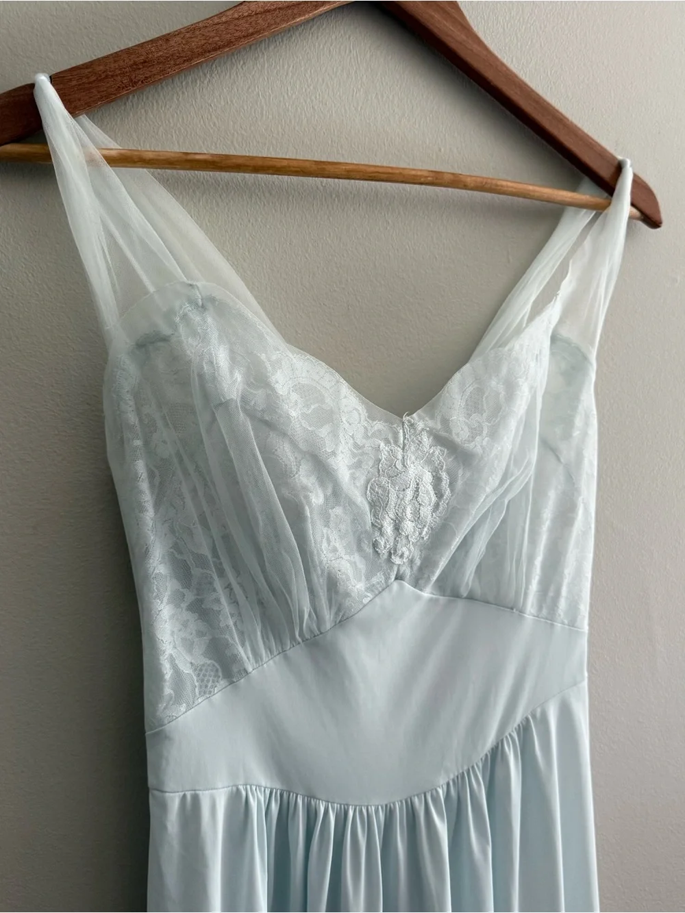Vintage Light Blue Nylon Maxi Slip Dress Chemise Lingerie - Picture 3 of 7